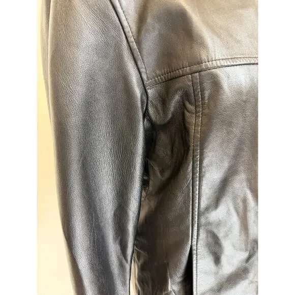 Fionte Italian Black Leather Mens Bomber Jacket XS #1-0164 Italy - Picture 9 of 13